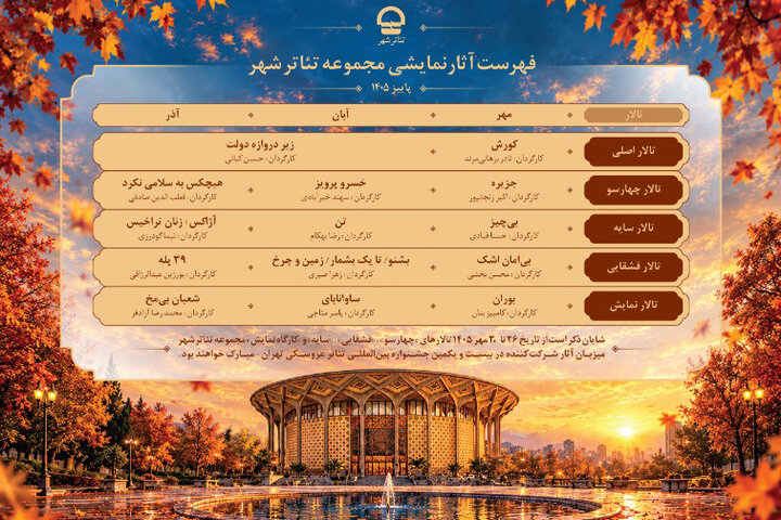 اجراهای پاییزی تئاتر شهر اعلام شد؛ از قطب‌الدین صادقی تا حسین کیانی
