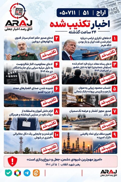 فکت چک؛ اخباری که ۱۱ مهر ۱۴۰۵ تکذیب شدند