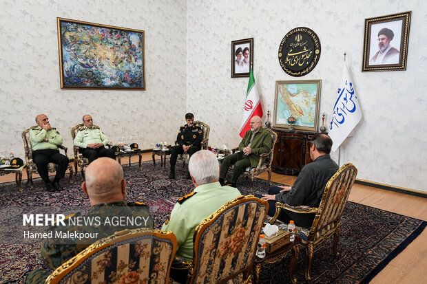 دیدار فرمانده و اعضای ستاد فرماندهی انتظامی کشور با رئیس مجلس