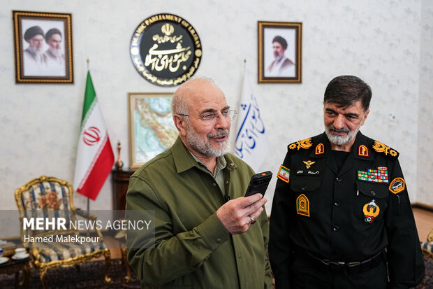 دیدار فرمانده و اعضای ستاد فرماندهی انتظامی کشور با رئیس مجلس