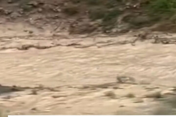 جاری شدن سیل در روستای گیفان بجنورد