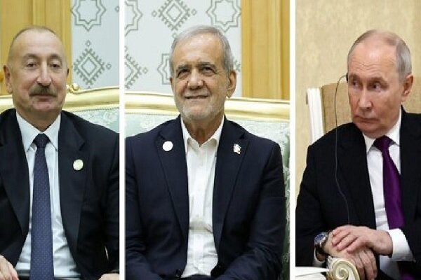Pezeshkian, Putin, Aliyev discuss energy, Caspian Sea coop.