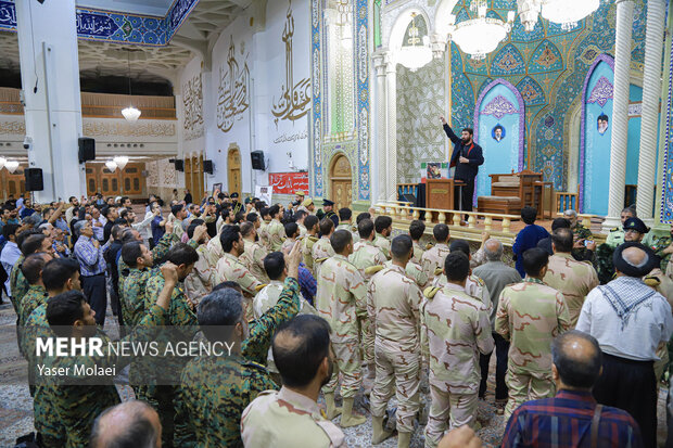 داع با پیکر <a href='https://sayeb.ir/tag/%d8%b4%d9%87%db%8c%d8%af'></div>شهید</a> تکاور فراجا عباس آقایی در حرم بانوی کرامت