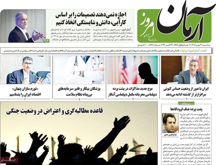 روزنامه‌های صبح 21 مهر