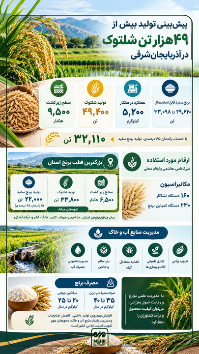 اینفوگرافیک؛ پیشبینی تولید ۴۹ هزار تن شلتوک در آذربایجانشرقی