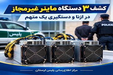 کشف ۳ دستگاه ماینر غیرمجاز در ازنا؛ دستگیری یک متهم