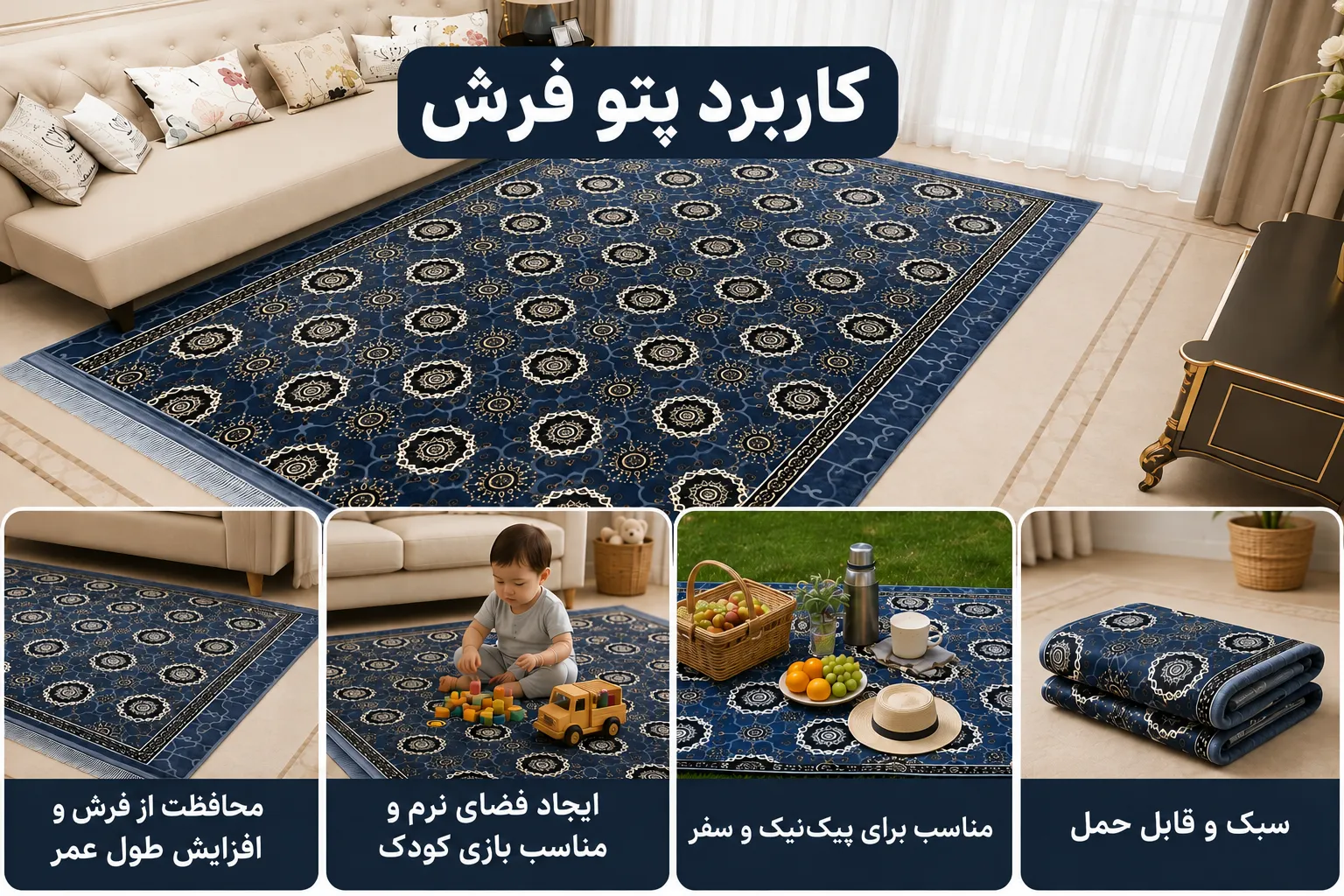 پتو فرش چیست؟؛ کاربرد، مزایا و معایب، تفاوت با فرشینه و روفرشی