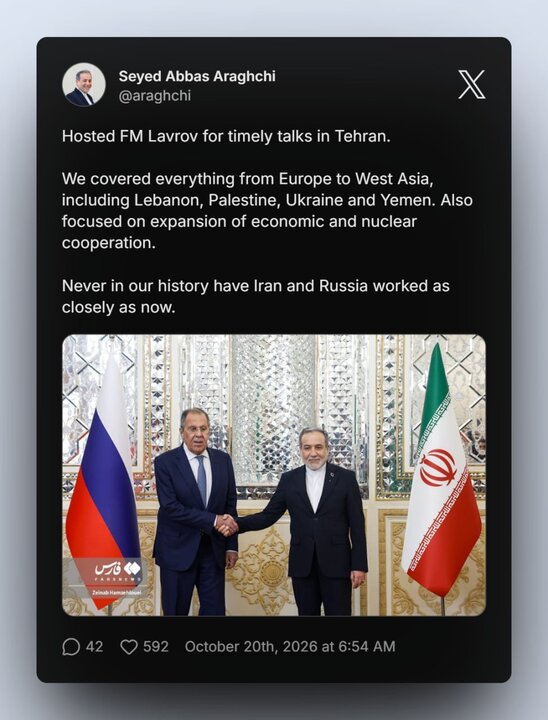 “Never in history Iran, Russia worked as closely as they have