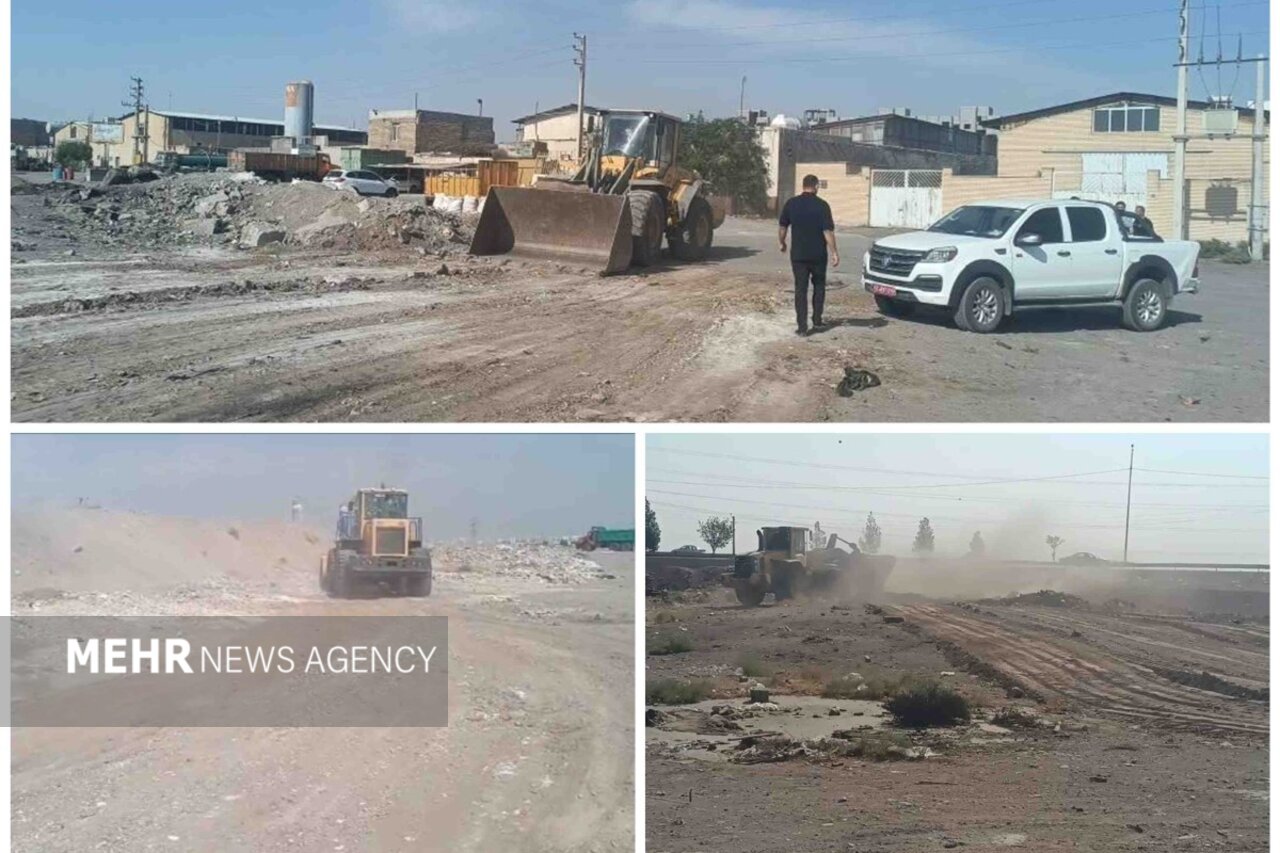 نخاله‌های ساختمانی از محور جاده ساوه در رباط‌کریم جمع‌آوری شد