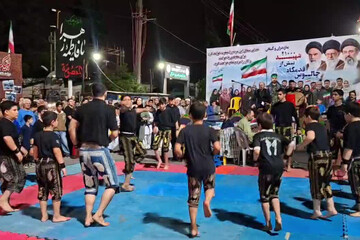 ورزش باستانی در اجتماع شبانه مردم چالوس