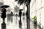 خیابان‌های رشت در قاب باران پاییزی