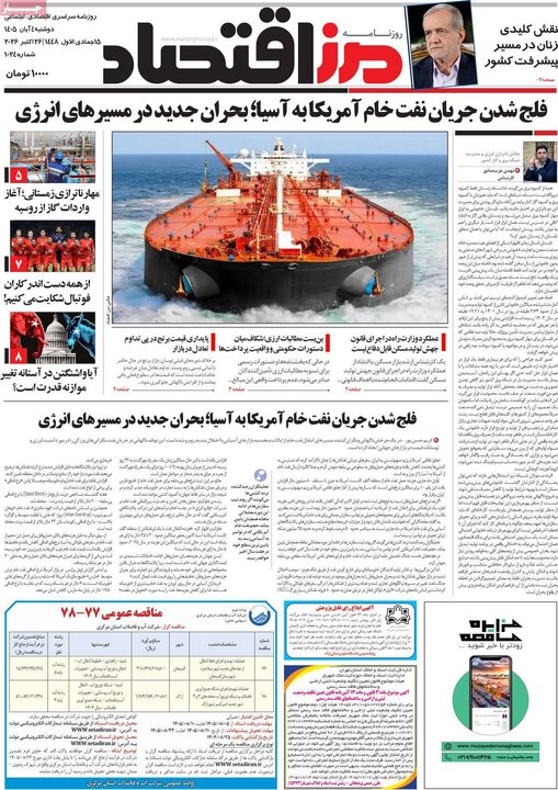 روزنامه های اقتصادی چهارم آبان