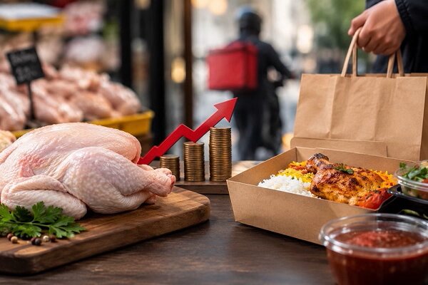 قیمت مرغ چقدر روی قیمت یک پرس غذای بیرون‌بر اثر می‌گذارد؟