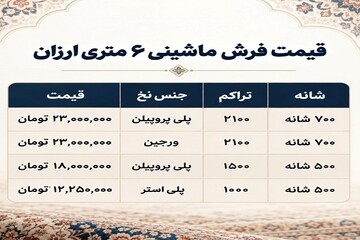 قیمت فرش ماشینی ۶ متری ارزان؛ راهنمای خرید و بررسی قیمت