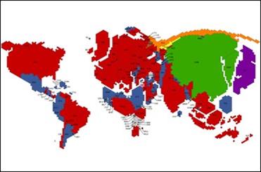 نقشه پربازدیدترین سایتهای اینترنتی دنیا/ کدام کشورها کدام سایتها را می بینند