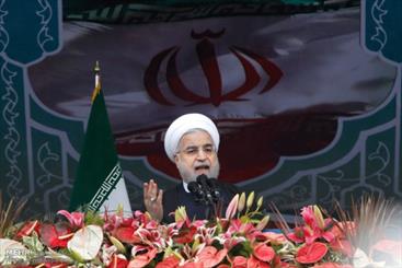 Rouhani delivers speech during Feb. 11 rallies